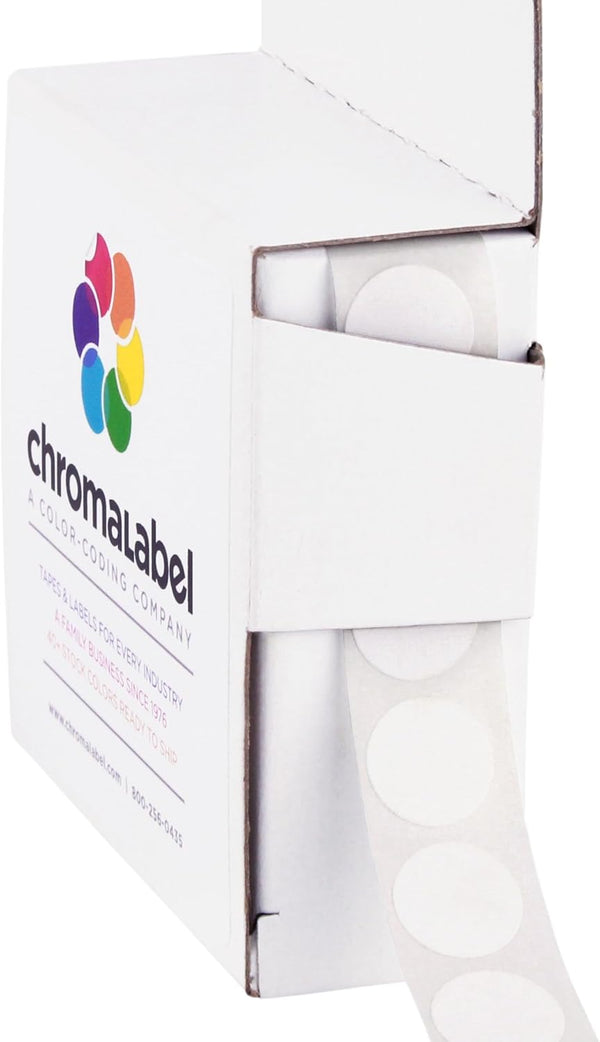 ChromaLabel 1/2 Inch Circle Sticker Labels, Easy to Write On Color Coding Labels, 1000 Sticker Dots, White