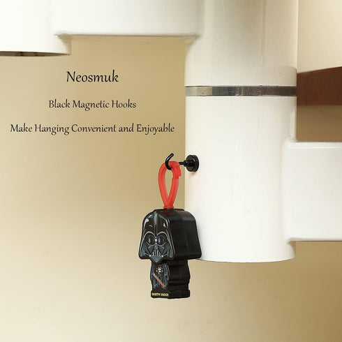 Neosmuk Black Magnetic Hooks, Heavy Duty Earth Magnets with Hook for Refrigerator, Pack of 12