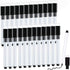 RETON 25 Pcs Black Magnetic Dry Wipe White Board Markers with Eraser Cap - 4.5 in Mini Fine Tip