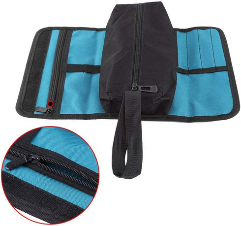Tools Roll Holder Foldable Storage Bag, Roll Up Tool Pouches for Electrician Technician Homeowner