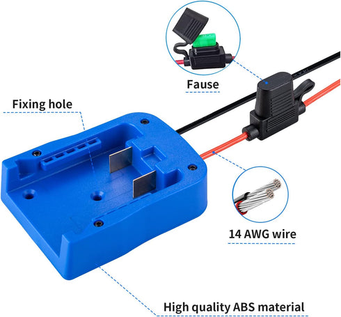 Power Wheel Adapter for Kobalt 24V Max Battery with Fuse & Wire Terminals, Connector for RC Car, DIY