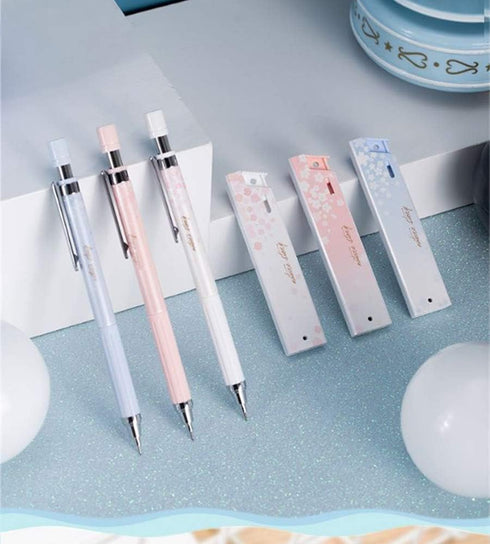Cherry Mechanical Pencil Set with Lead, 3 pcs 0.5mm Mechanical Pencils with 3 Pack HB Pencil Leads for Writing