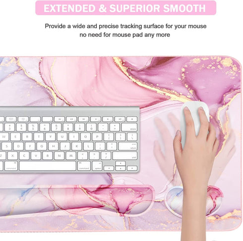 Keyboard Mouse Pad Set, Extended Mouse Pad + Keyboard Wrist Rest Support, 3Pcs for Home Office