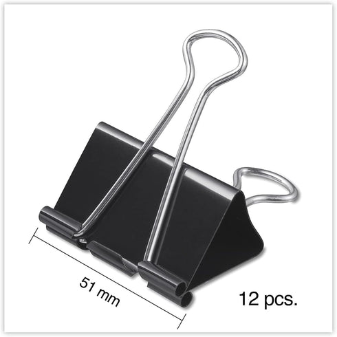 Universal 11112 Large Binder Clips, 1-Inch Capacity, 2-Inch Wide, Black, 12/Pack