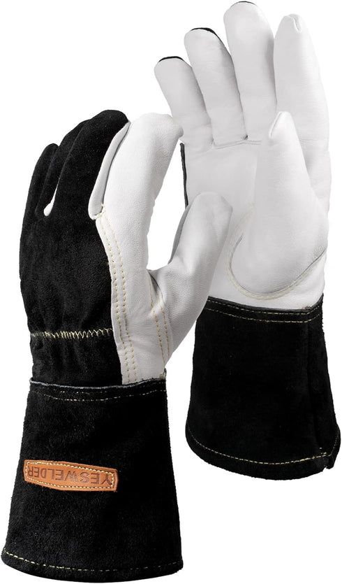 YESWELDER Premium Goatskin TIG Welding Gloves, Top Grain Leather, High Dexterity, True-Fit (Large)