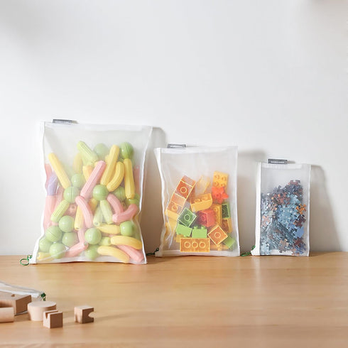 Set, 3Pcs 3-Size A4/5/6 SHIMOYAMA Mesh Storage Bag Double Nylon Mesh Bags for Lego Bricks, Puzzles, Zipper Pouch