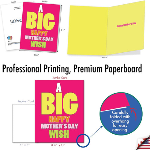 NobleWorks Jumbo Card for Mother's Day (8.5 x 11 Inch) - Big Words of Appreciation - Funny Card, Big Mother's Day Wish