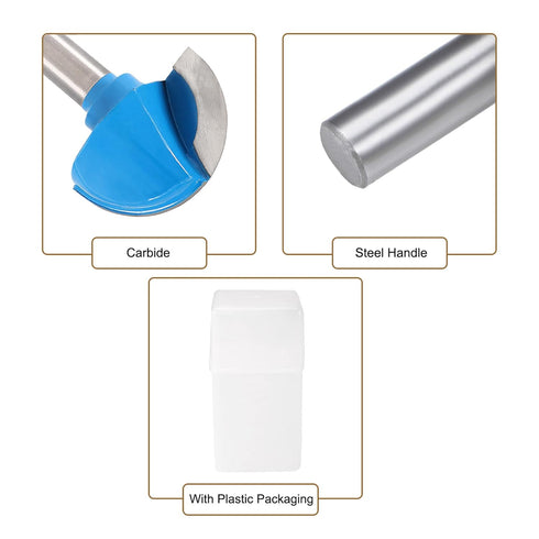 uxcell Router Bit 1/2" Shank, 2" Cutting Dia. Core Box, 2 Flutes Carbide for Woodworking