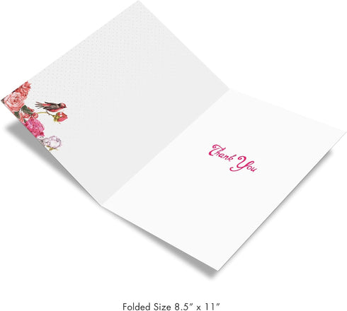 The Best Card Company Beautiful Thank You Card (8.5 x 11 Inch), Floral Gratitude Stationery with Envelope