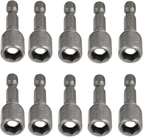 5/16'' Nut Driver Bit, Hex Magnetic Power 8mm 5/16 IN Socket Adapter for Power Tools - 10PCS