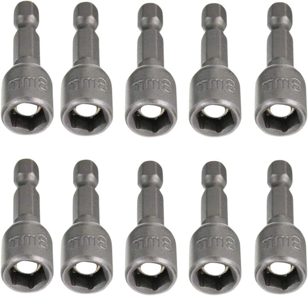 5/16'' Nut Driver Bit, Hex Magnetic Power 8mm 5/16 IN Socket Adapter for Power Tools - 10PCS