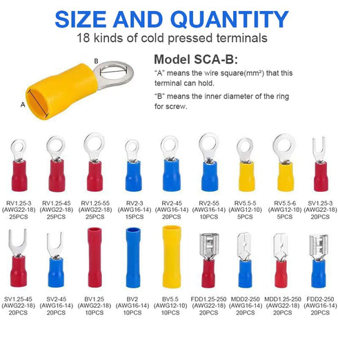 300 Insulated Electrical Connectors Kit PCS Crimp Terminal Assortment (Butt, Ring, Spade, Quick Disconnect)
