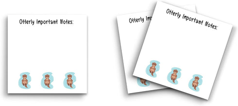Butler in the Home Sticky Notes 3 Pack, 3"x3", 50 Sheets/Pad, Otter - Otterly Important Cute Memo Note Pads
