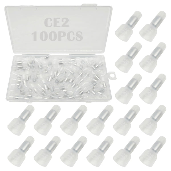 100PCS Nylon Closed End Crimp Terminal 16-14AWG Wire End Caps for Electrical Car Audio Wire Connectors CE2