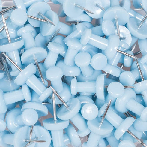 JAM PAPER Colorful Push Pins, Baby Blue Pushpins, 100/Pack