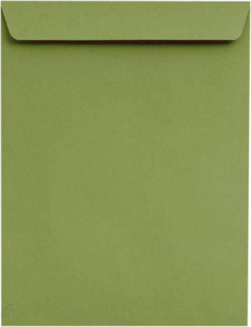 LUXPaper 10 x 13 Open End Envelopes, Peel & Press, Avocado Green, 50 Qty