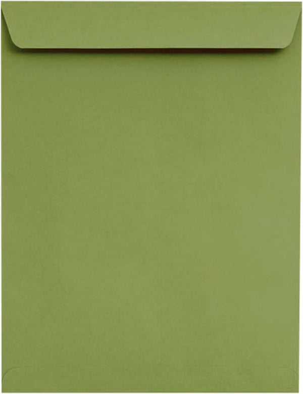 LUXPaper 10 x 13 Open End Envelopes, Peel & Press, Avocado Green, 50 Qty