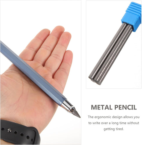 SEWACC Metal Mechanical Pencils Set, 5.6mm Retractable Writing Pencils with 4 Tubes of Refills