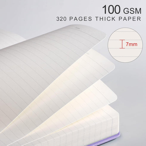 EMSHOI Lined Journal Notebook, 320 Numbered Pages, 100gsm Thick A5 Hardcover for Women Men School Work