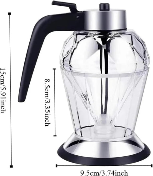 GZRDMWHDV 200ML Glass Diamond Shaped Honey Dispenser Double Layer Oil Dripper with Stand Vinegar Sauce Dispenser