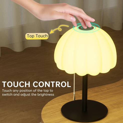 BYSYGLOBE Dimmable 4 Touch Bedside Table lamp, RGB Mode Small Lamp for Bedroom, Pull Chain Table Lamps with Light