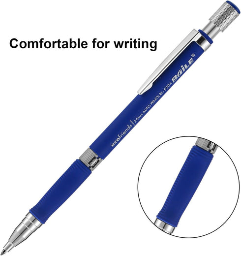 JOVITEC 3 Pieces 2.0 mm Mechanical Pencil with Color and Black Cases - Refills for Students & Teachers, Draft Drawing