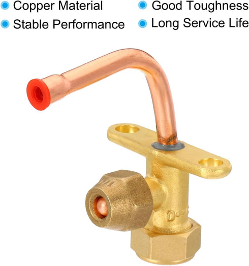 PATIKIL Air Conditioner Stop Valve - 1/4" OD Copper Tube Elbow 90 Degree 3 Way Angle Service Valve