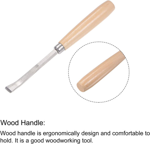 uxcell Wood Chisels Carving Knife, 10mm Chrome Plated Carbon Steel Curved Straight Tip Tool, 2pcs