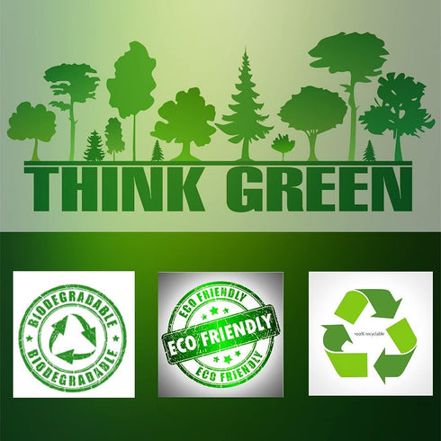 KitchenDine 100 Count 22" 12" (100) Eco Green Plastic Bags - Biodegradable Shopping Bags-Thank You - x Carry Out Bag.