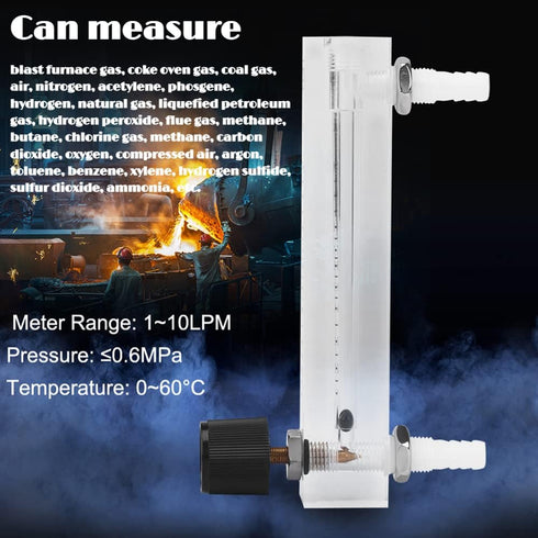 Gas Flowmeter, 1-10LPM Meter with Control Valve for Oxygen Air Gas