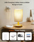 pickrelax Small Table Lamp for Bedroom - Inline Control, Bedside Lamp for Warm Light LED Desk Lamp, Wood Base Round