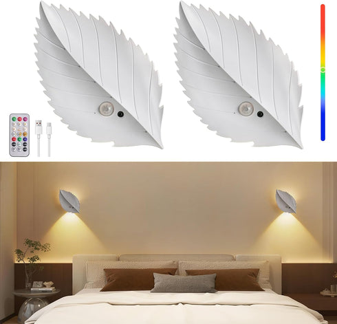 DEXULESA Motion Sensor Wall Light with Remote Control, 10 RGB and 3 Colors
