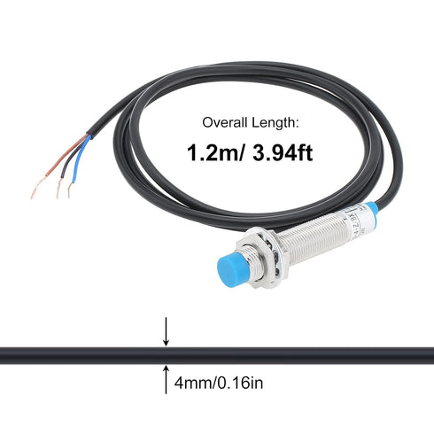 DiGiYes M12 LJ12A3-4-Z/BX 6-36V 4mm Proximity Sensor Switch Detecting Distance NPN NO DC Inductive Proximity Switch