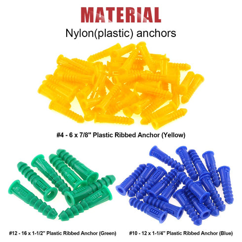 Hilitchi 122 Piece Plastic Self Drilling Drywall Hollow-Wall Anchor Molly Bolt Toggle Bolt with Screws Kit