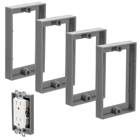 4pcs 1/2 Inch Single Gang Outlet Box Extender, Electrical Outlet Extender for Electrical Box and Switches (Gray)