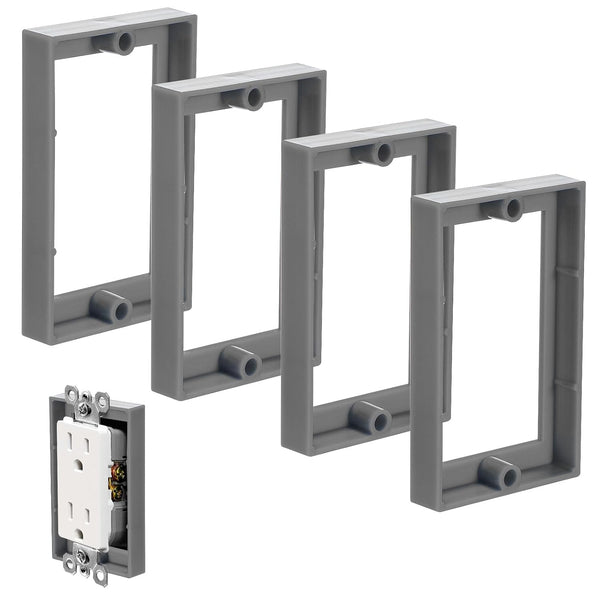 4pcs 1/2 Inch Single Gang Outlet Box Extender, Electrical Outlet Extender for Electrical Box and Switches (Gray)