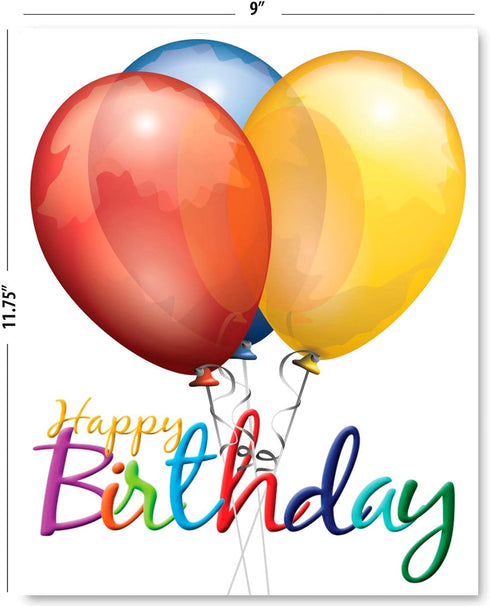 Small World Greetings Large Happy Birthday Card, Blank Inside with Envelope, 11.75" x 9"