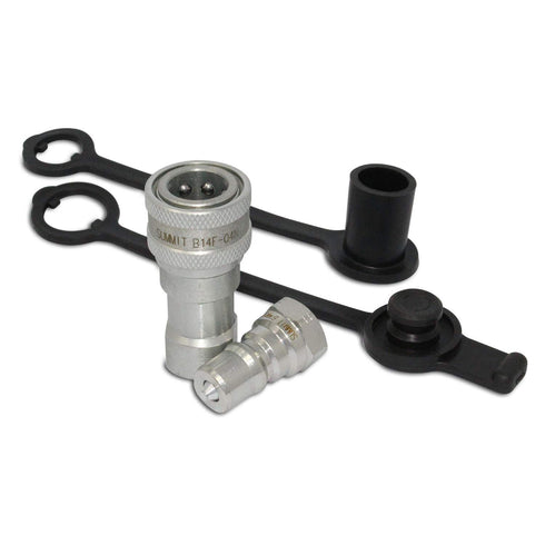 1/4" NPT ISO 7241-B Quick Disconnect Hydraulic Coupling/Coupler Set with Dust Caps