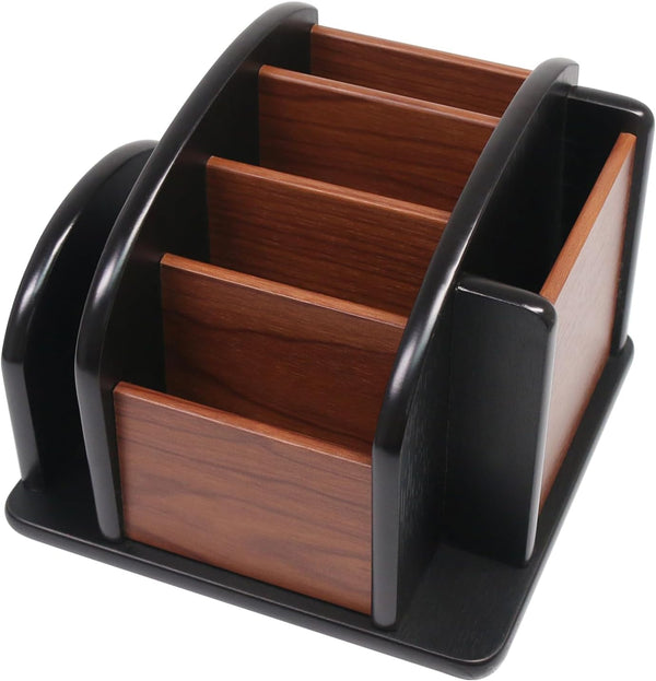 Coideal Remote Control Holder Caddy, Wooden Rotating Organizer, Large Spinning Wood Remote Holder for Living Room