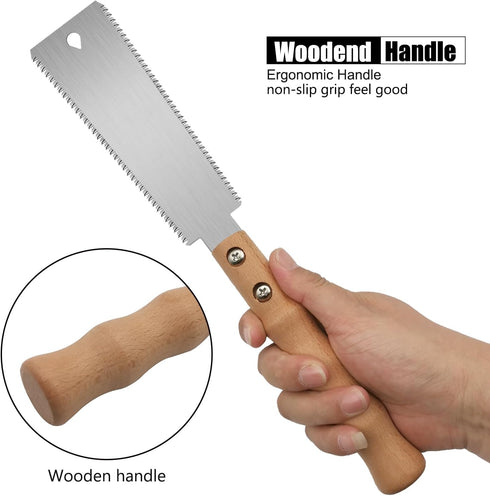 Japanese Hand Saw, 6 Inch Double-sided Flush Cut Saw for Hardwood & Softwood Woodworking Trim (15/17TPI)