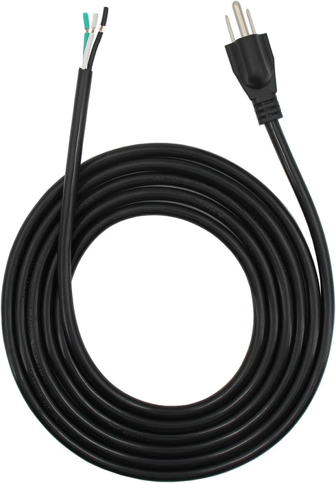 10FT Power Cable Replacement, 110V 115V 120V 300V Pigtail for Appliance, NEMA 5-15P Plug US SJT 18AWG