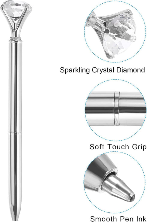 PATIKIL 6 Pack Black Ink Ballpoint Pen, Crystal Diamond Twist Metal Pen 1.0mm Medium Point for Journaling Style 1