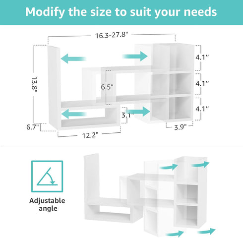 NUTIKAS Desk Shelves Desktop Organizer Shlef - White Office Organization for Top of Desk Organizers and Accessories