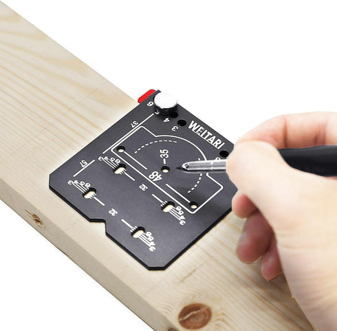Cabinet Handle Template Tool, Adjustable Hinge Hole Finder, High Strength Aluminum Alloy Hinge Drilling Jig
