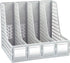 ZQS Magazine File Holder, Sturdy Plastic Binder Organizer for Office Storage, 4 Vertical Compartments, Desktop