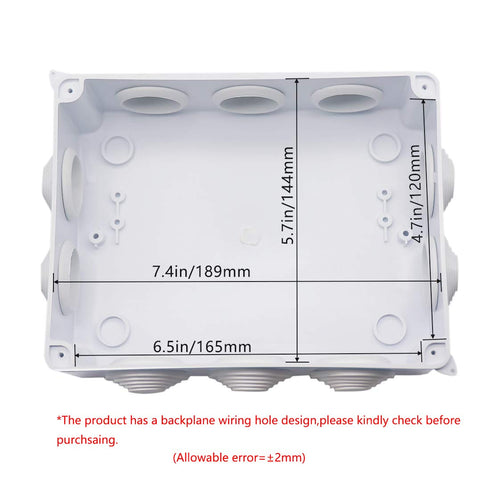 Zulkit Junction Box, ABS Plastic Waterproof IP65, Universal Electrical Project Enclosure, White 7.9 x 6.1 x 3.1 inch