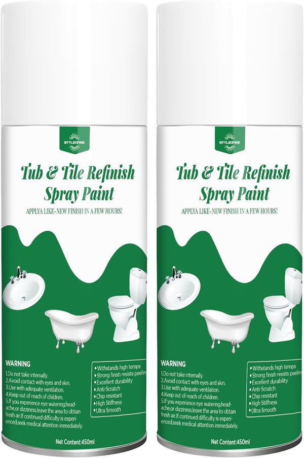 styleonme Tub and Tile Spray Paint White, 450ml * 2 pack, Diy