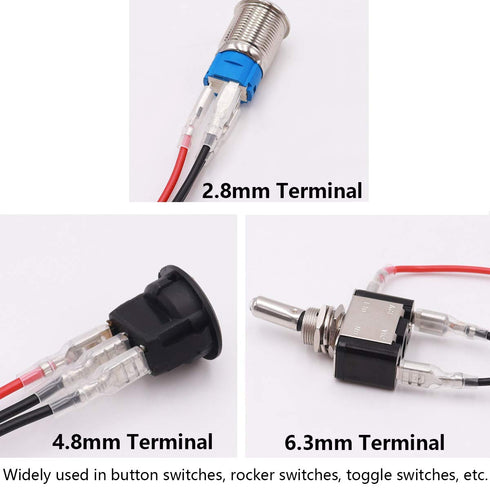 mxuteuk 30 Pcs Quick Splice 2.8/4.8/6.4mm Spade Crimp Terminal Block with Insulating Sleeve and Wire