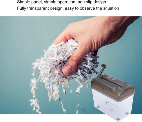 Manual Paper Shredder, Portable Compact Structure Hand Crank Shredder, Cross-Cut Paper and Credit Card Shredder (Grey)