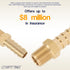 LTWFITTING Brass Fitting Coupler - 5/16-Inch Hose Barb x 1/8-Inch Male NPT, Pack of 5